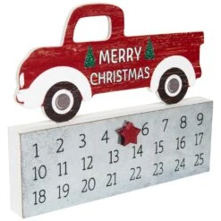 Northlight Merry Christmas Truck Wooden Advent Calendar - 9" Red -Northlight 39539956064464
