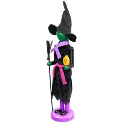 Northlight Witch Halloween Nutcracker With Broom - 14" - Black And Purple 14 Northlight Witch Halloween Nutcracker With Broom - 14" - Black And Purple -Northlight 400461930472880