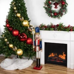 Northlight 48.25" Blue And White Christmas Nutcracker Soldier With Sword -Northlight 406119753825248