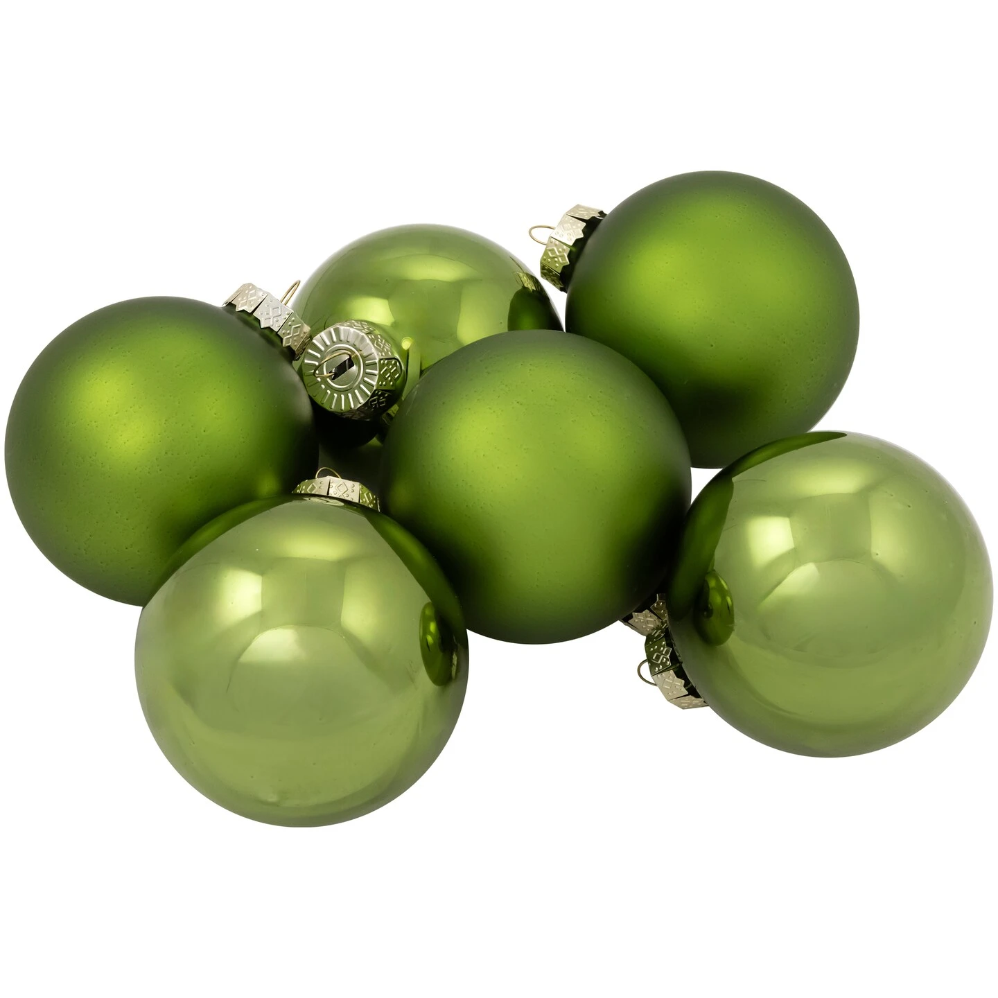 Northlight 2-Finish Glass Christmas Ball Ornaments - 3.25" (80mm) - Kiwi Green - 6ct 4 Northlight 2-Finish Glass Christmas Ball Ornaments - 3.25" (80mm) - Kiwi Green - 6ct - Image 2