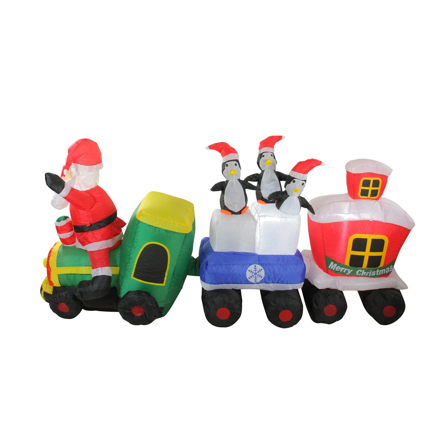 Northlight Lighted Inflatable Santa And Penguins On Train Outdoor Christmas Decoration - 6.5' Red 5 Northlight Lighted Inflatable Santa And Penguins On Train Outdoor Christmas Decoration - 6.5' Red - Image 3