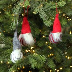 Northlight Santa Gnome Christmas Ornaments - 4.75" - Red And Gray - Set Of 3 -Northlight 406120697900256