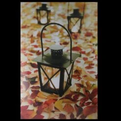 Northlight LED Lighted Fall Foliage And Lanterns Canvas Wall Art 23.5" X 15.5" Black -Northlight 406120743680992