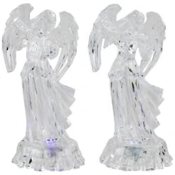 Northlight LED Lighted Color Changing Angel Acrylic Christmas Decorations - 9" - Set Of 2 Clear 12 Northlight LED Lighted Color Changing Angel Acrylic Christmas Decorations - 9" - Set Of 2 Clear -Northlight 412134349213536