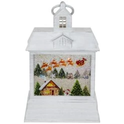 Northlight LED Lighted Santa's Sleigh Christmas Lantern Snow Globe - 10" White 12 Northlight LED Lighted Santa's Sleigh Christmas Lantern Snow Globe - 10" White -Northlight 412135456509792