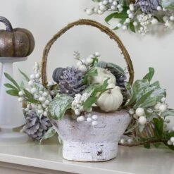 Northlight Gourds And Berries With Foliage In Fall Harvest Artificial Birch Basket - 13" Green 10 Northlight Gourds And Berries With Foliage In Fall Harvest Artificial Birch Basket - 13" Green -Northlight 413640400944096