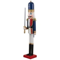Northlight 48.25" Blue And White Christmas Nutcracker Soldier With Sword -Northlight 413641315302368