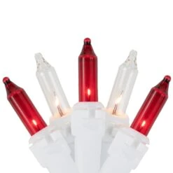 Northlight Mini Icicle Incandescent Christmas Lights - Red And Clear - 5.75' White Wire - 100ct -Northlight 413641617292256 2