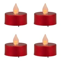 Northlight LED Flameless Flickering Tea Light Candles - Metallic Red- Set Of 4 12 Northlight LED Flameless Flickering Tea Light Candles - Metallic Red- Set Of 4 -Northlight 416227397722064