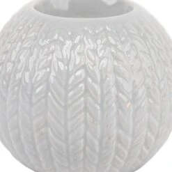 Northlight Ceramic Cable Knit Christmas Candle Holder - 3.75" - Gray 15 Northlight Ceramic Cable Knit Christmas Candle Holder - 3.75" - Gray -Northlight 421308099449008