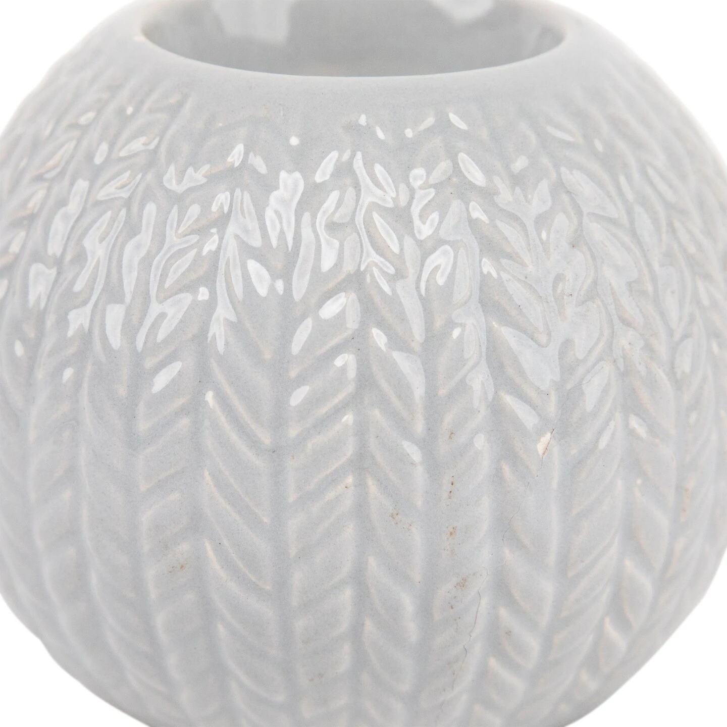Northlight Ceramic Cable Knit Christmas Candle Holder - 3.75" - Gray 8 Northlight Ceramic Cable Knit Christmas Candle Holder - 3.75" - Gray - Image 6