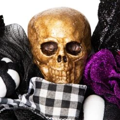 Northlight Skeleton With Glittered Roses Artificial Halloween Twig Wreath - 22" - Unlit Black -Northlight 423975952757168