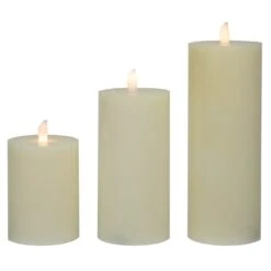 Northlight LED Flickering Flameless Pillar Candles - 8.75" - Cream - Set Of 3 Ivory -Northlight 424869409932512