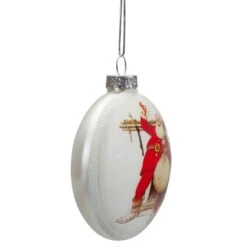 Northlight Norman Rockwell 'Filling The Stockings' Glass Disc Christmas Ornament - 3'" White -Northlight 424870336873696