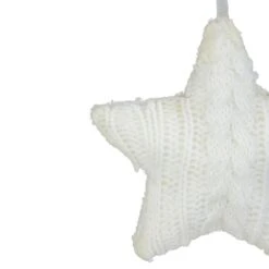 Northlight Plush Cable Knitted Star Hanging Christmas Ornament - 4" - Cream White Ivory -Northlight 424870689195232