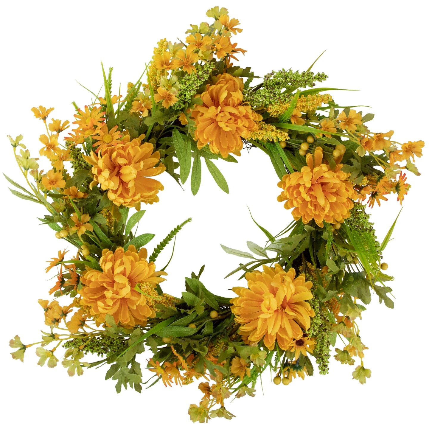 Northlight Yellow Peony Artificial Fall Harvest Twig Wreath, 24-Inch, Unlit 7 Northlight Yellow Peony Artificial Fall Harvest Twig Wreath, 24-Inch, Unlit - Image 5