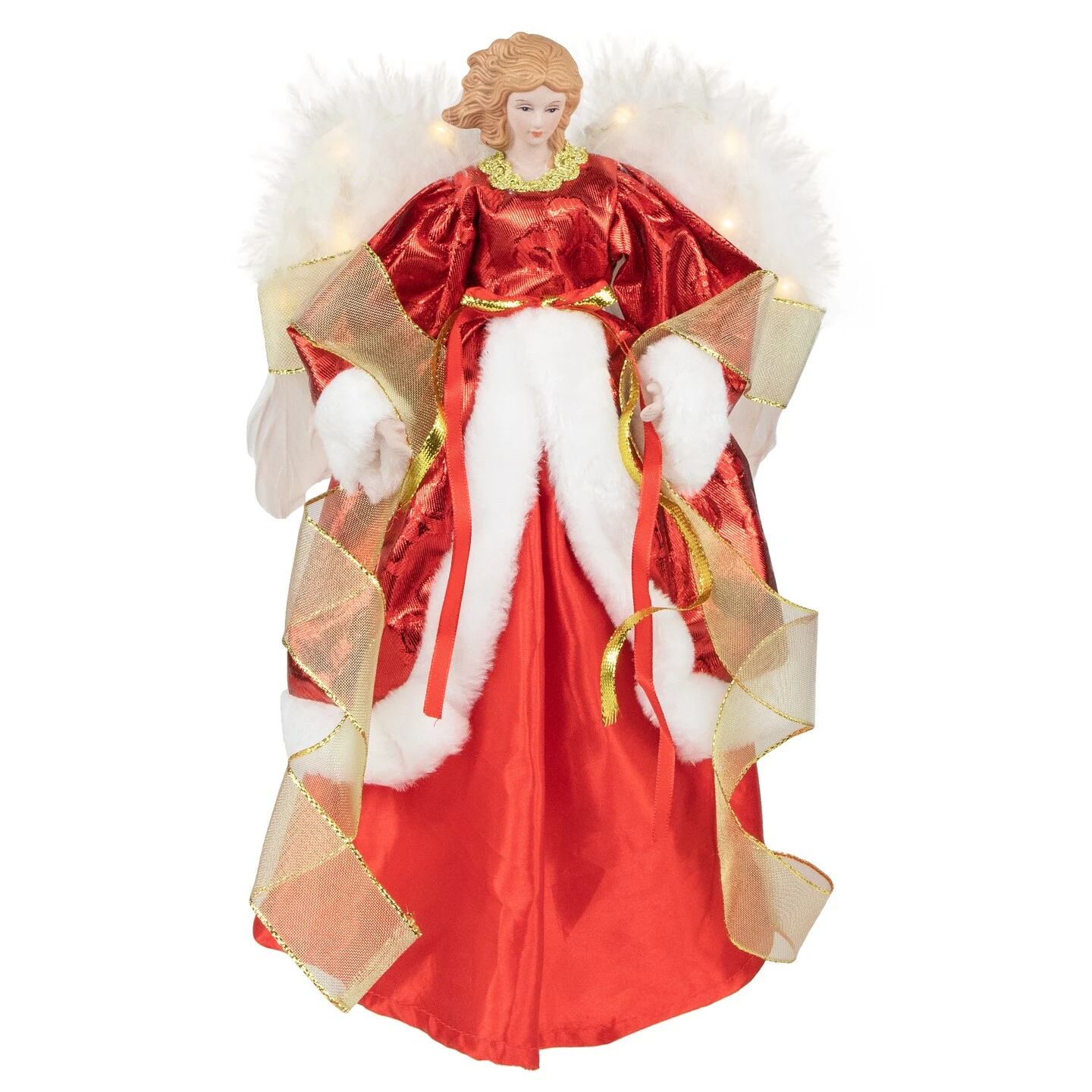 Northlight Angel With Lighted Wings Christmas Tree Topper - 14" - Red And White 4 Northlight Angel With Lighted Wings Christmas Tree Topper - 14" - Red And White - Image 2