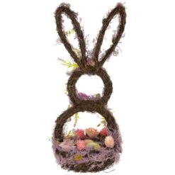 Northlight Floral Grapevine Bunny Shaped Easter Basket Decoration - 21" Purple -Northlight 435997314430992