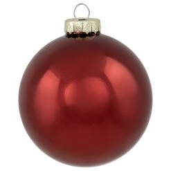 Northlight 2-Finish Glass Christmas Ball Ornaments - 4" (100mm) - Burgundy - 4ct Red -Northlight 435998300395536