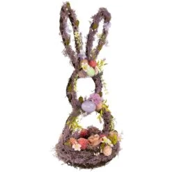 Northlight Floral Grapevine Bunny Shaped Easter Basket Decoration - 21" Purple -Northlight 435998388172816