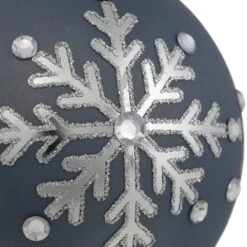 Northlight Glitter Mirrored Snowflakes Christmas Glass Ball Ornaments - 4" - Slate Blue - Set Of 2 -Northlight 43601214277344