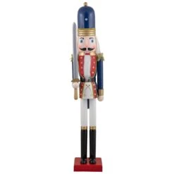 Northlight 48.25" Blue And White Christmas Nutcracker Soldier With Sword -Northlight 43601965464544 2