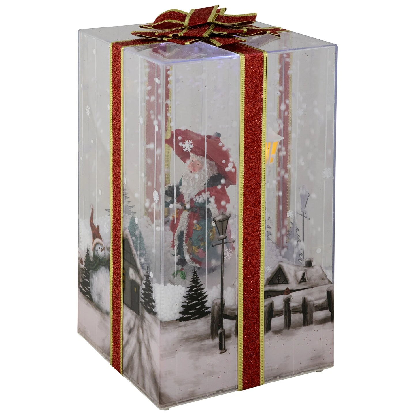 Northlight Musical Santa Lighted Snowing Gift Box With Ribbon Christmas Decoration - 12" Multi 8 Northlight Musical Santa Lighted Snowing Gift Box With Ribbon Christmas Decoration - 12" Multi - Image 6