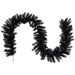 Northlight Pre-Lit Black Crystal Pine Artificial Halloween Garland - 9' X 12" - LED Purple -Northlight 437341554549552