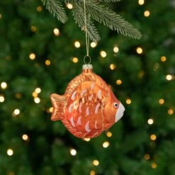 Northlight Metallic Discus Fish Glass Christmas Ornament - 3.75" - Orange -Northlight 442900141610352 2