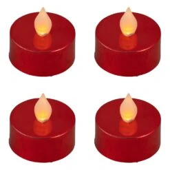 Northlight LED Flameless Flickering Tea Light Candles - Metallic Red- Set Of 4 14 Northlight LED Flameless Flickering Tea Light Candles - Metallic Red- Set Of 4 -Northlight 44418521358288