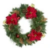 Northlight Pine, Pinecone And Poinsettias Artificial Christmas Wreath - 24" - Unlit Green