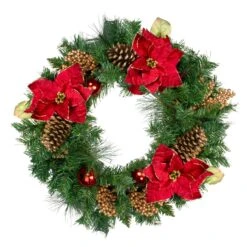 Northlight Pine, Pinecone And Poinsettias Artificial Christmas Wreath - 24" - Unlit Green 11 Northlight Pine, Pinecone And Poinsettias Artificial Christmas Wreath - 24" - Unlit Green -Northlight 444885709967376 2