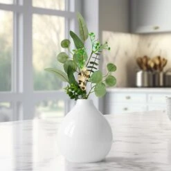 Northlight 19" Eucalyptus Leaf And White Berry Floral Spring Pick Green -Northlight 446672938585136 2