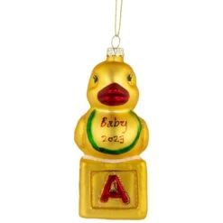 Northlight Ducky New Baby 2023 Glass Christmas Ornament - 5" Yellow -Northlight 451808864061664 1