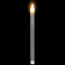 Northlight LED Flameless Flickering Taper Glittered Christmas Candles - 11" - Silver - Set 2 -Northlight 457122947152688