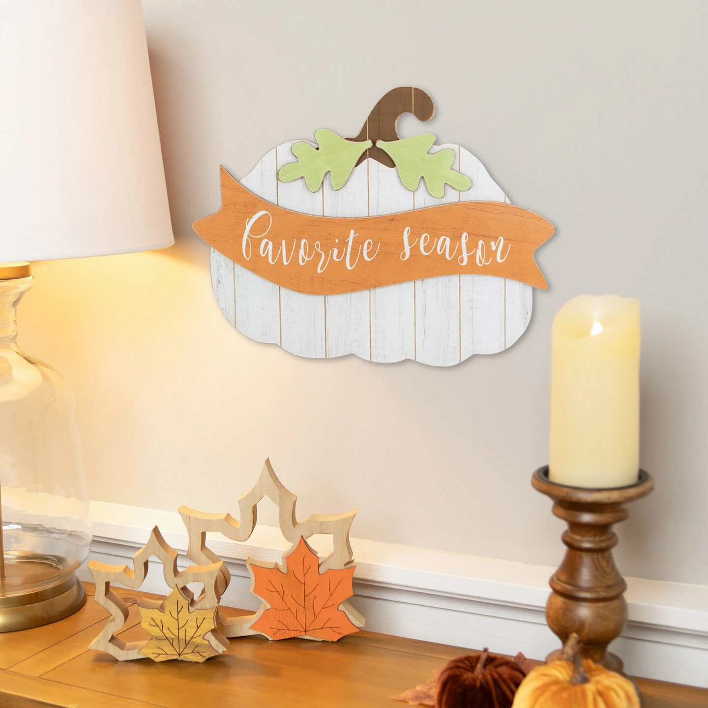 Northlight 19" White Wooden Pumpkin Favorite Season Hanging Wall Sign 3 Northlight 19" White Wooden Pumpkin Favorite Season Hanging Wall Sign