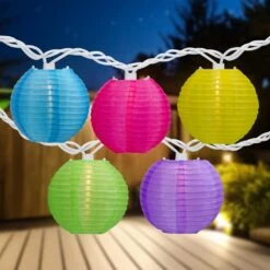 Northlight Paper Lantern Summer Patio Light Set - Multi-Color - 8.5' White Wire - 10ct -Northlight 4611687355273171600 2