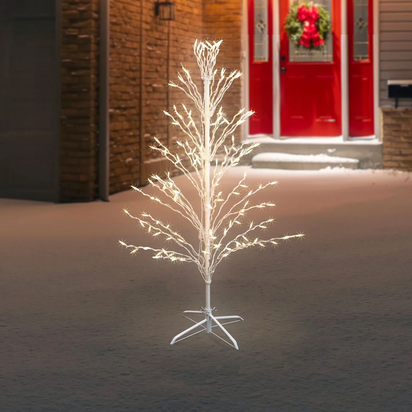Northlight Pre-Lit Cascade Twig Tree Outdoor Christmas Decoration - 4' - Clear Lights White 6 Northlight Pre-Lit Cascade Twig Tree Outdoor Christmas Decoration - 4' - Clear Lights White - Image 4