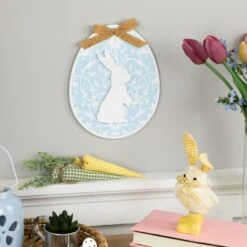 Northlight Easter Egg With Bunny And Burlap Bow Wooden Wall Decoration - 9.5" - Blue 12 Northlight Easter Egg With Bunny And Burlap Bow Wooden Wall Decoration - 9.5" - Blue -Northlight 4611712248316664848