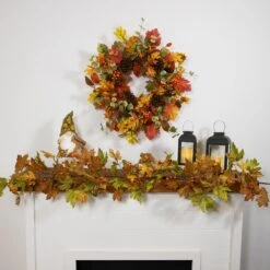Northlight Maple Leaves And Berries Artificial Fall Harvest Garland - 5' X 8" - Unlit Brown 12 Northlight Maple Leaves And Berries Artificial Fall Harvest Garland - 5' X 8" - Unlit Brown -Northlight 4611712249258936848