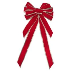 Northlight Velvet 10-Loop Christmas Bow Decoration - 12" X 25" - Red And Gold 11 Northlight Velvet 10-Loop Christmas Bow Decoration - 12" X 25" - Red And Gold -Northlight 4611714695954293408 2