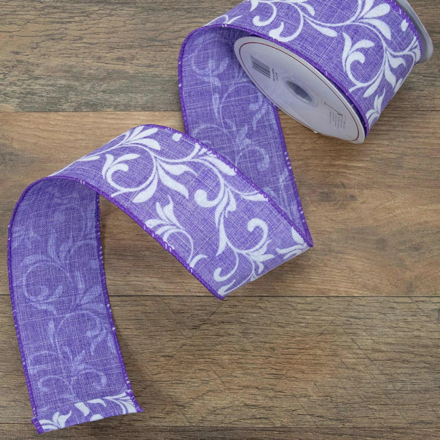 Northlight Purple Floral Wired Craft Ribbon 2.5" X 10 Yards 5 Northlight Purple Floral Wired Craft Ribbon 2.5" X 10 Yards - Image 3