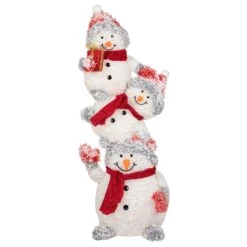 Northlight 42" Lighted Stacked Snowman Family Outdoor Christmas Decoraton White -Northlight 4611714696593924768 2