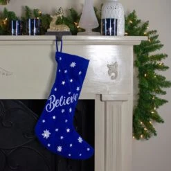 Northlight 18" LED Blue Stocking "Believe" With White Snowflakes -Northlight 4611714696747016864