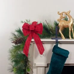 Northlight Glittered Poinsettia 6-Loop Christmas Bow Decoration - 9" X 14" - Red -Northlight 4611714697028035232