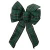Northlight Plaid 6-Loop Christmas Bow Decoration - 9" X 14" - Black And Green -Northlight 4611714697363579552