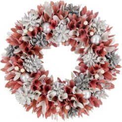 Northlight 13" Pink And White Wooden Floral Christmas Wreath With Pinecones 15 Northlight 13" Pink And White Wooden Floral Christmas Wreath With Pinecones -Northlight 4611714697368822432 2