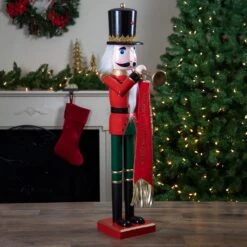 Northlight 36" Red And Green Christmas Nutcracker Soldier With Horn -Northlight 4611714697510904480