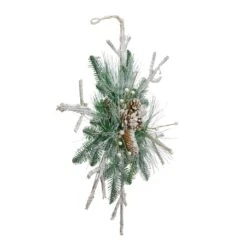 Northlight Frosted Mixed Pine Twig Snowflake Christmas Ornament - 24" Green -Northlight 4611714697837535904
