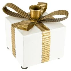 Northlight 4.5" White Metal Gift Box Christmas Taper Candle Holder 17 Northlight 4.5" White Metal Gift Box Christmas Taper Candle Holder -Northlight 4611714698011599520 2